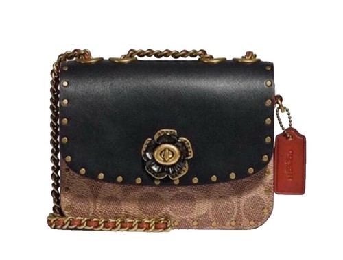 COACH Madison Op Art Maggie Y2K Archive Black Leather Shoulder Bag
