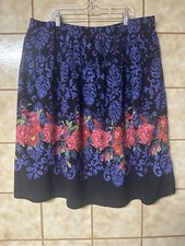 Vintage Women  s Plus Made In USA 100 Rayon Floral Skirt, Whimsycore, Sz 22WP