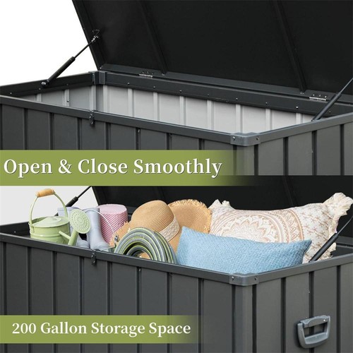 200 Gallon Outdoor Waterproof Storage Deck Box Large Patio Storage Bin Dark Gray - Picture 2 of 6