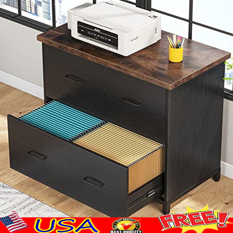 2-Drawer Wood Filing Cabinet Storage Stand Home Office Printer Storage New