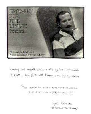 EPITAPHS FOR THE LIVING--Words and Images in the Time of Aids Howard, Billy, ph
