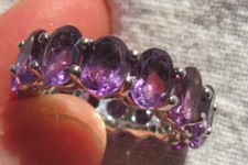 Sterling Silver Purple Amethyst Full Eternity Stacking Band Ring Size 7