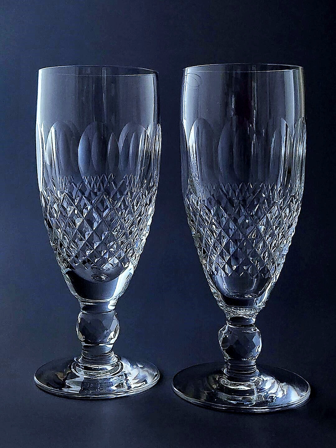 Waterford COLLEEN Short Stem Fluted Champagne Glasses Pair Excellent Vtg 1968