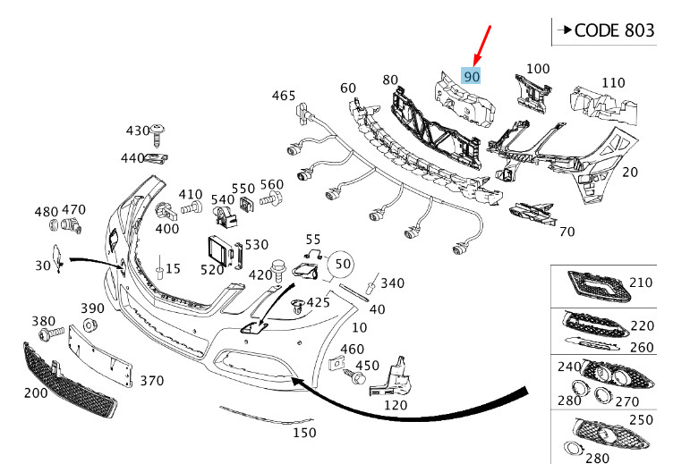 NEW MERCEDES-BENZ E W212 FRONT BUMPER CENTER IMPACT ABSORBER 
