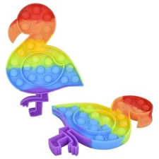 RI One Dozen 7.5" Rainbow Flamingo Bubble Poppers Fidget Toy