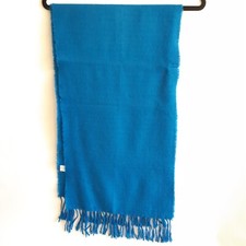 Bright Blue Unisex Fringe Scarf/Shawl 100 Acrylic Raw Sides 16.5 in x 74 in