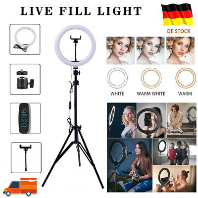 LED Ringlicht Ringleuchte mit Stativ & Handyhalter Selfie Fotografie Lampe