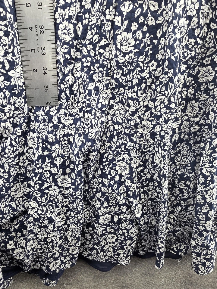 Hatch Dress Womens 2 Blue White Floral Cotton Lined Tiered 3/4 Sleeve Boho Flowy - Image 4 of 4