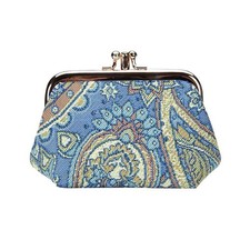 Paisley Blue Frame Purse for Coins