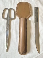 Italy Scissors Letter Opener Solingen Germany Leather Sheath Vintage