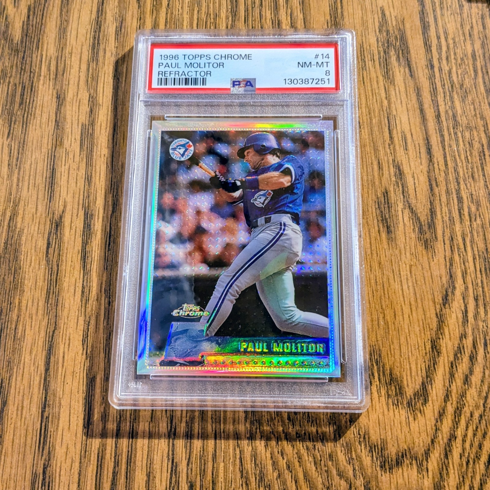 1996 Topps Chrome Paul Molitor Refractor #14 Blue Jays PSA 8 NM MT DRYING UP