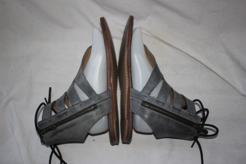 Sandalias Bed Stu Roan 9.5 Rosalinda Gris Negro Cuero Cremallera Tanga Gladiador - Imagen 7 de 11