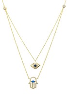 Hamsa Hand Und BöSer Blick Geschichtete Halskette Gold