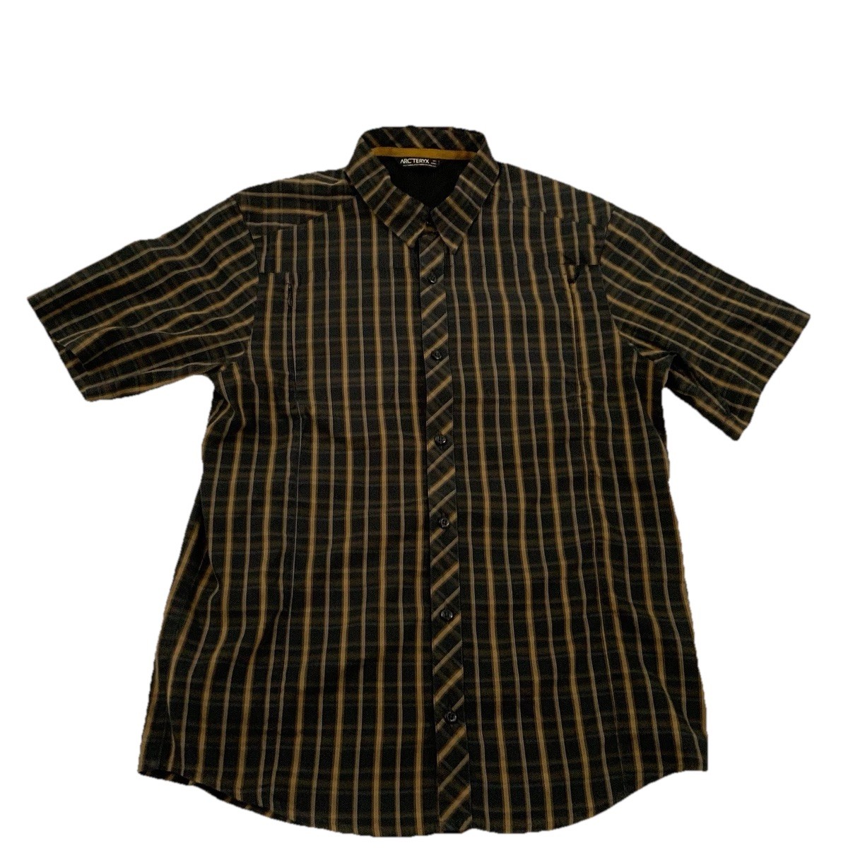 ARC'TERYX Arc’teryx Camicia Uomo S Marrone Manica Corta Escursionismo Outdoor Zip Rete Tasche Plaid