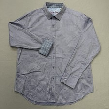 Robert Graham Dress Shirt Mens XL Blue Pattern Geometric Striped Flip Cuff