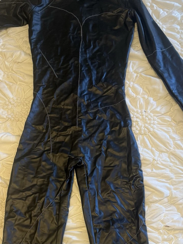 Traje de gato elástico negro para dama talla XS 4-6 cremallera trasera manga larga juegos con disfraces gótico Foto 3 de 4