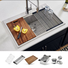 Ruvati Siena 33 Inch Workstation Kitchen Sink Drop In Stainless Steel New