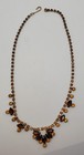 Vintage Citrine Topaz Yellow Rhinestones Necklace Open Back Marquise  — photo 3