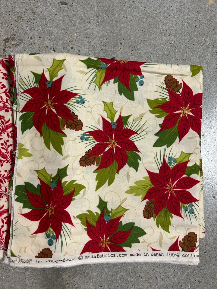 MODA Tole Christmas Fabric by Gina Martin Lot 4 Yards (1 Yd Each) OOP - Image 2 of 4