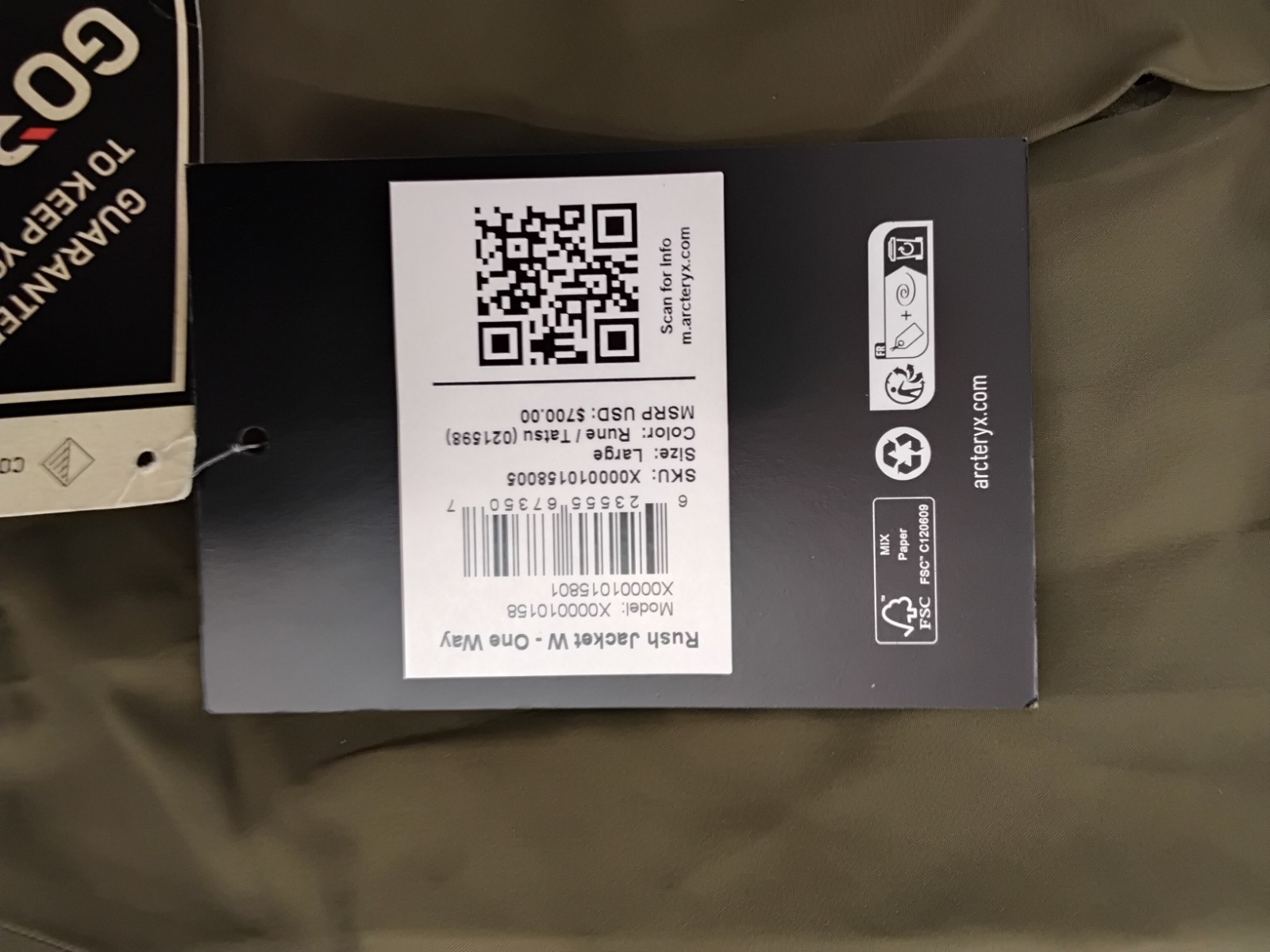 Arc'teryx Rush Gore-Tex Jacket Women's L Green/Beige (Rune/Tatsu) NWT #J5158 thumbnail 14