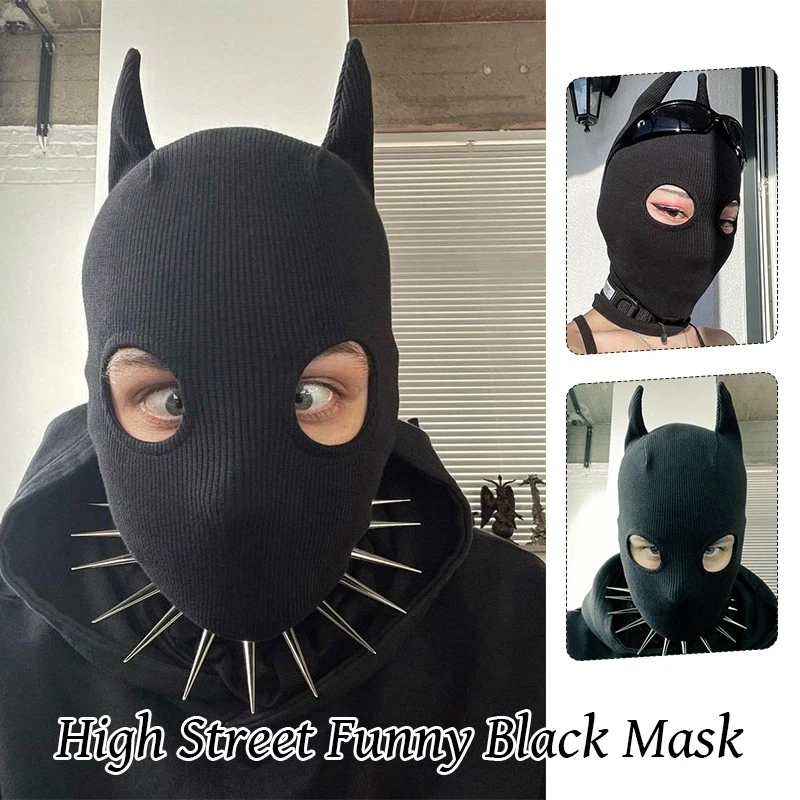 Tocado de murciélago negro estilo punk disfraz de Halloween disfraz elegante máscara divertida Foto 2 de 4