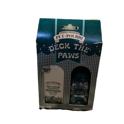 PET-POURRI DECK THE PAWS GIFT SET AIR FABRIC DEODORIZER DOG COAT REFRESHER New