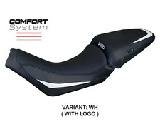 Housse selle Misano Comfort Blan + logo Tpz compa MOTO GUZZI V100 MAND 2022 2026