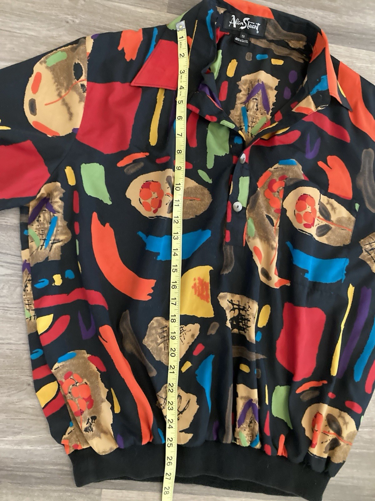 Vintage 90s Alan Stuart Button Pullover Geometric… - image 5