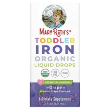 Toddler Iron Organic Liquid Drops, 1-3 Years, Grape, 3.5 mg, 2 fl oz (60 ml)