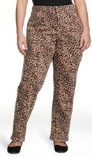 Terra  Sky Women's Plus Leopard Straight Leg Denim Jeans Size 22W High Rise NEW