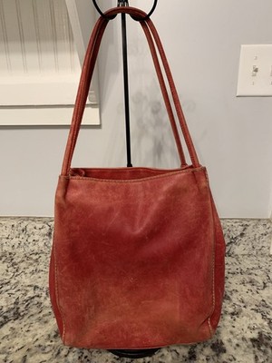   Vintage Marco Buggiani Distressed Red Leather Shoulder Bag Purse