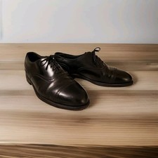 Hanover Mens Black Leather Dress Oxford Shoes W/ Toe Cap, Mens 10, Made In USA