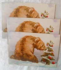 "Bear-LY Decorated", (3) Leanin' Tree Christmas Cards, New With (3) Envelopes