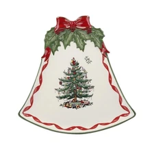 Spode 10.5-Inch Bell-Shaped Coupe Plate - Christmas Tree Holiday Serving Plate