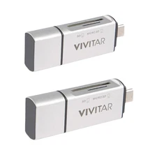 2 PK- Vivitar 5-1 Multi Function SD Card Reader 3 Interfaces PC/MAC Plug n Play