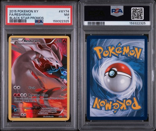 PSA 7 2015 POKEMON XY BLACK STAR PROMOS #XY74 FA/RESHIRAM BLACK STAR PROMOS - Picture 3 of 3