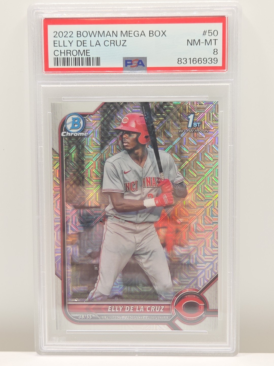 2022 Bowman 1ST - Chrome Prospects Elly De La Cruz Mojo Refractor (RC) PSA 8