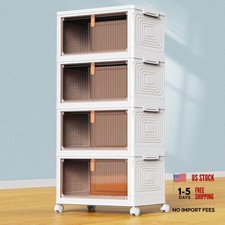 4 Tier Plastic Storage Bins with Lid 23QT, Stackable Storage 4-Tier 23QT White
