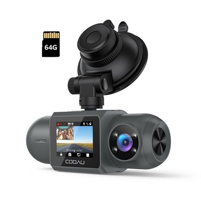 4K Dashcam Auto 2,5K+1080P Dash Cam Vorne Innen mit 64GB Karte Autokamera