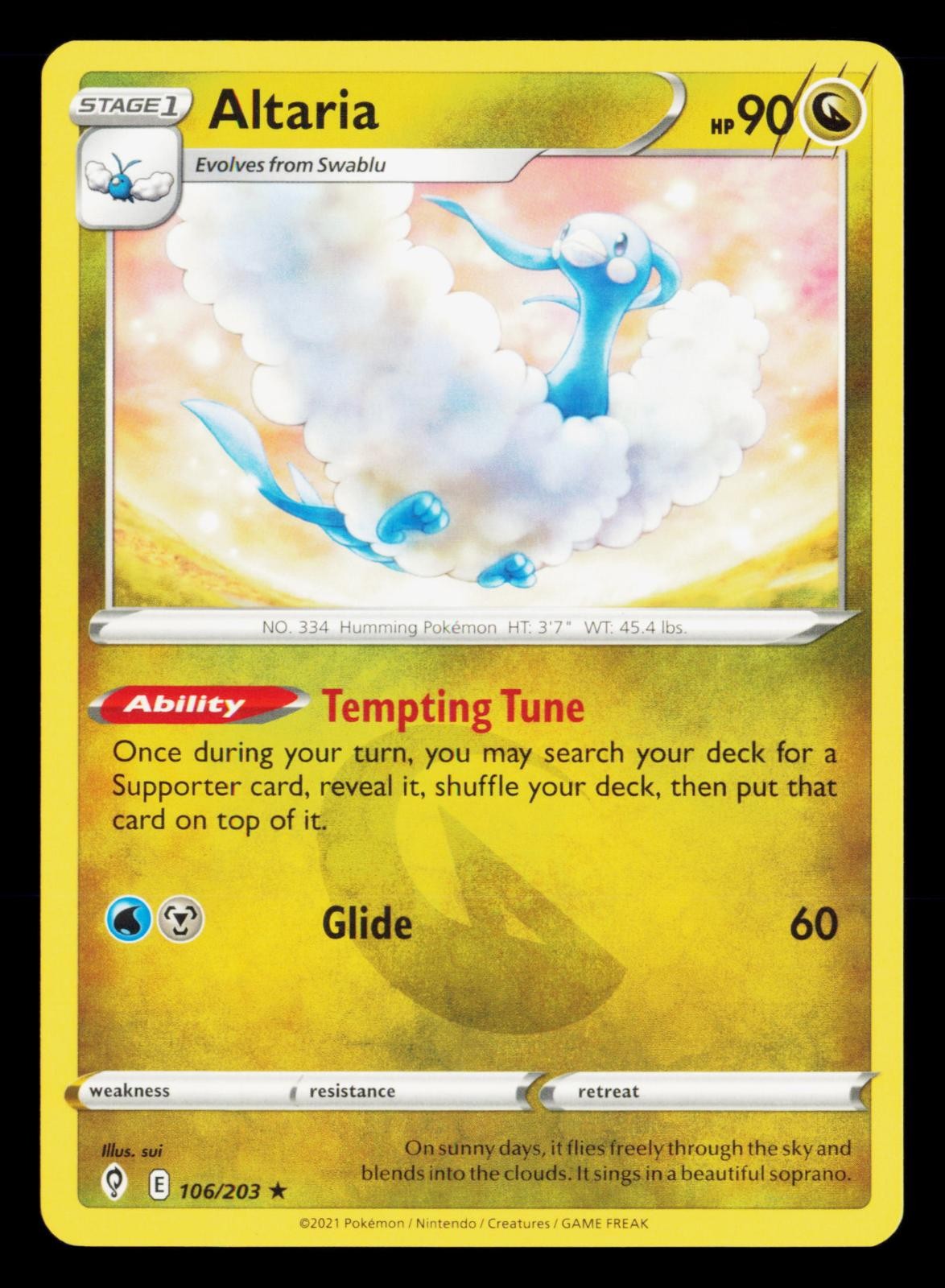 Altaria 106/203 Rare Evolving Skies Pokemon Near Mint