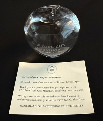 Tiffany & Co. Commemorative Paperweight N.Y.C. Marathon 4 Cancer Research 1996