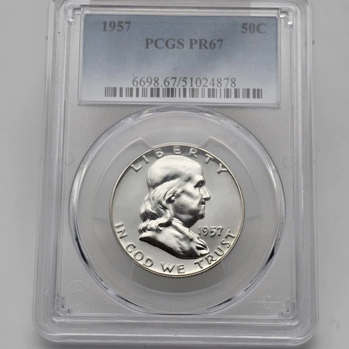 1957 PCGS PR67 GRADED FRANKLIN SILVER HALF DOLLAR PROOF 50c COIN Lot  2281