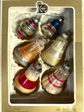 Shiny Brite Bell Mercury Glass Ornament Striped Fancy Vintage MCM 6 RARE SHAPES!