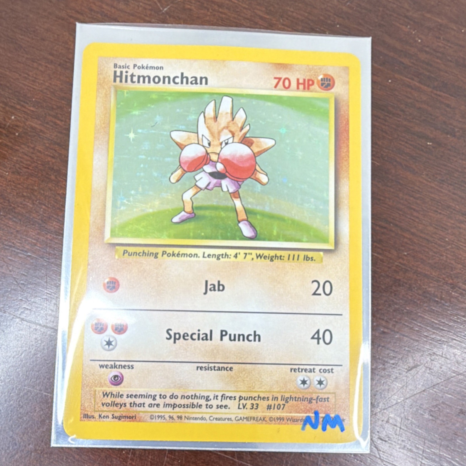 Hitmonchan Base Set Holo 7/102 Near Mint Vintage Pokémon Card WotC 1999