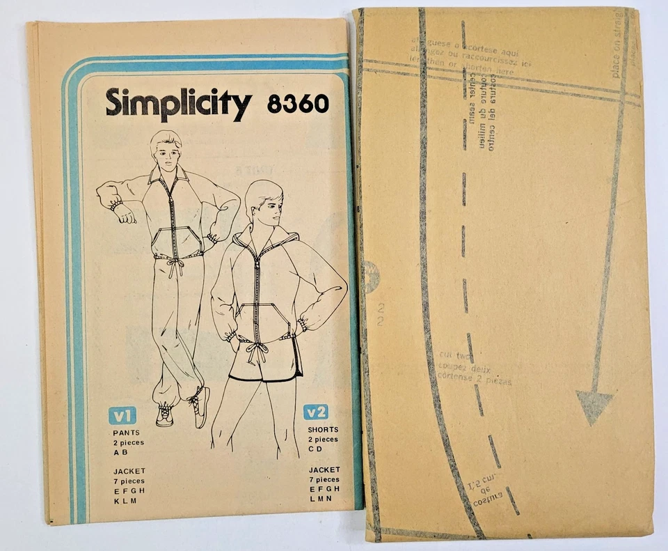 De Colección Años 70 Simplicity Coser Patrón 8360 Hombres Chaqueta Atlética Pantalones Cortos Pecho 42-44 Foto 3 de 3