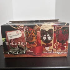 Indiana American Glass #2350 Twelve Days of Christmas Glasses 12 oz Tumblers Set