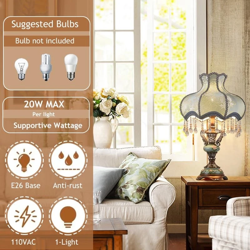 Tiffany European Table Lamps Victorian Desk Lamp American Retro Handmade Fabr... - Image 4 of 4