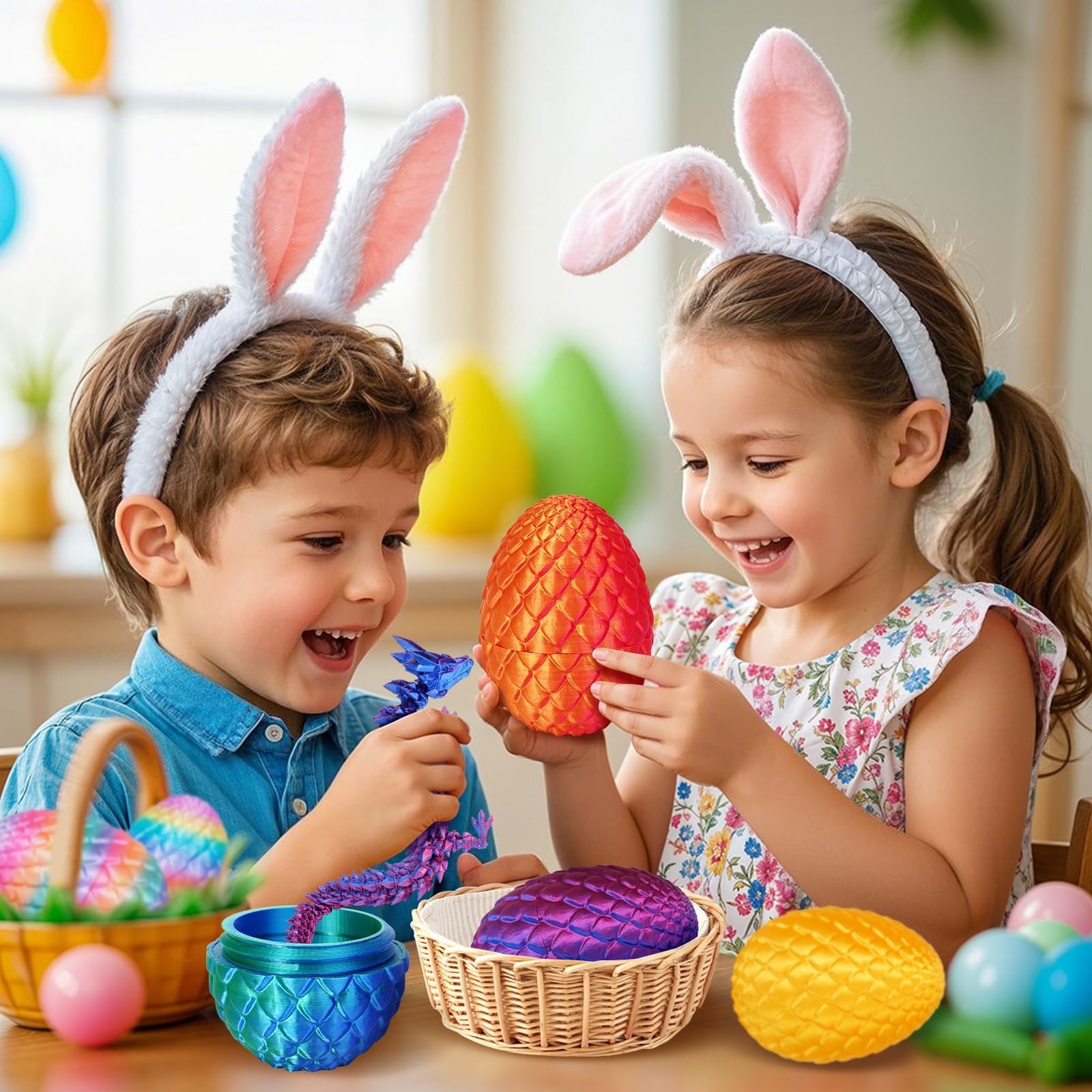 3D Printed Crystal Dragon Statue, 1 Piece Gradient Design Toy Dragon Egg Ornamen