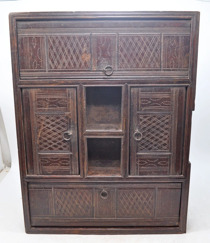 Antique Wooden Apothecary Tray Original Old Hand Crafted Carved - Image 3 of 4