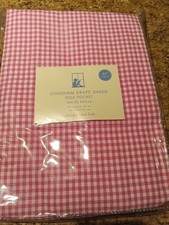 Pottery Barn Kids PINK Gingham Plaid Pole Pocket Drape Curtain Panel 63x36 NEW